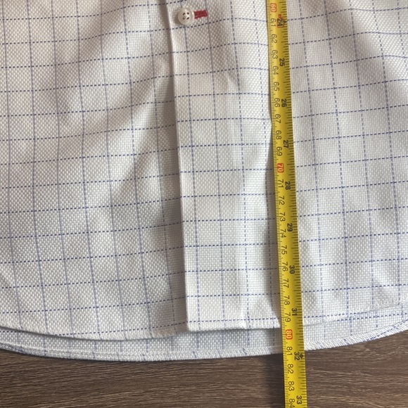 EUC Mens Cremieux Slim Fit White & Blue Prima Cotton Button Down Size 16/34 - Picture 7 of 8